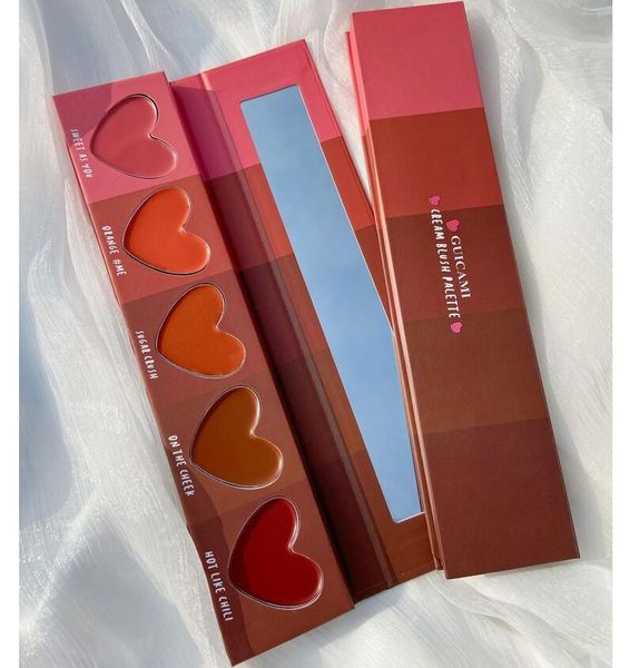 

guicami macaroon 5 color sweethearts perfect flush blush in sparkling palette, matte mineral blush powder bright shimmer face blush,contour