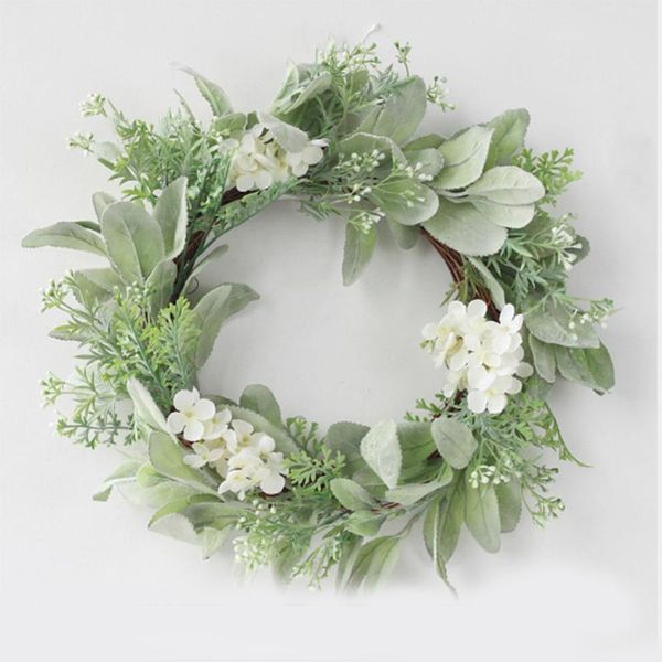 

decorative flowers & wreaths 1pcs artificial silk flower wreath with green leaves door for wedding party indoor outdoor wall front hanging d