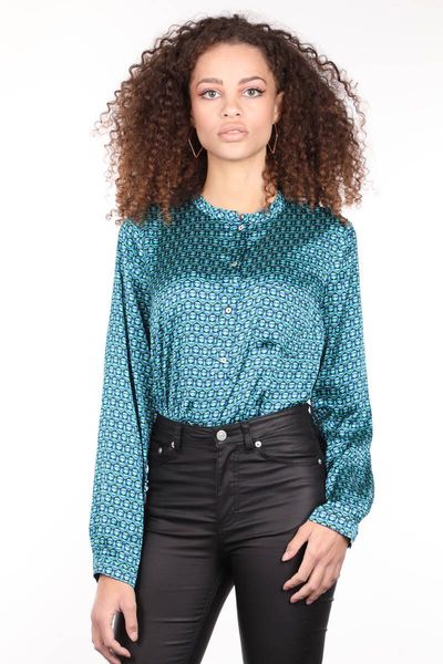 

women's blouses & shirts pattern button satin women blouse, White
