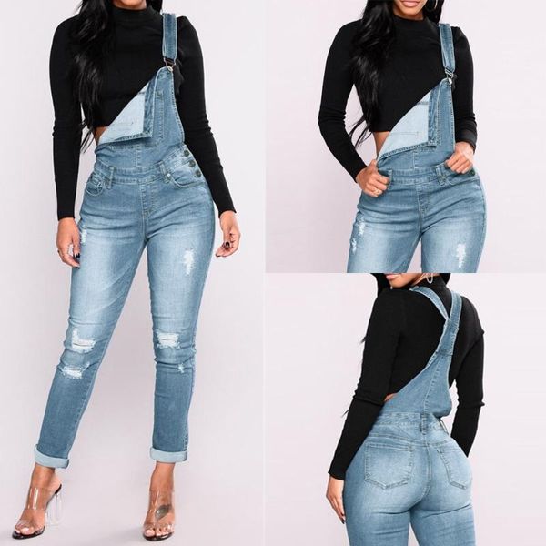 

women's with holes in their straps straightforward tight calf jeans rompers womens denim jumpsuit summer overalls #t1g pants & capris, Black;white