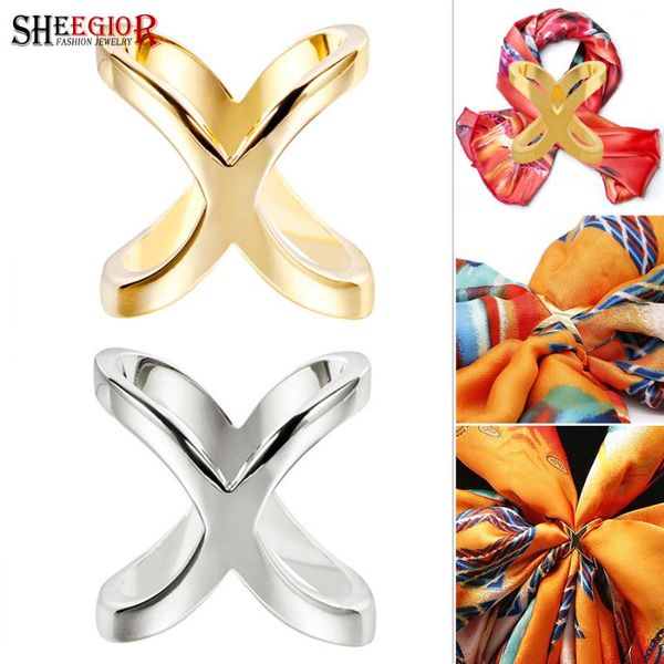 

pins, brooches simplicity cross scarf buckle for women accessories fashion lovely letter x steric brooch button friendship gifts, Gray