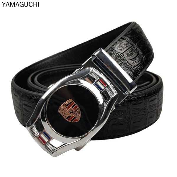 

belts 2021 brand crocodile leather car fashion automatic buckle cow designer 130cm high quality, Black;brown