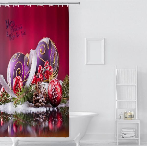 

shower curtains santa red christmas ball gifts customization household merchandise bathroom products waterproof moisture-proof