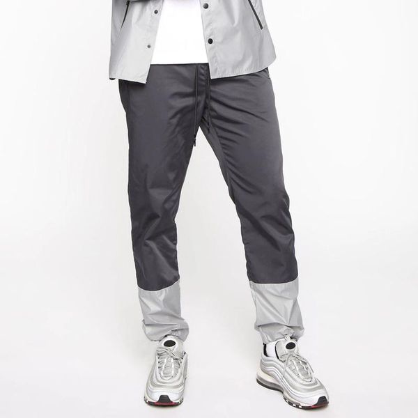 

men's autumn and winter stitching pants man outdoors sports casual elastic waist design for male 2021, Black