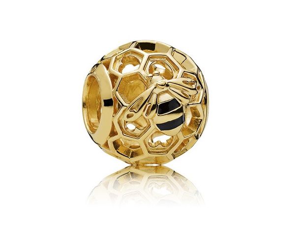 

fits pandora silver chrams bracelets 20pcs golden honeycomb crystal charm bead fit original pandora bracelets diy jewelry for women gift, Black