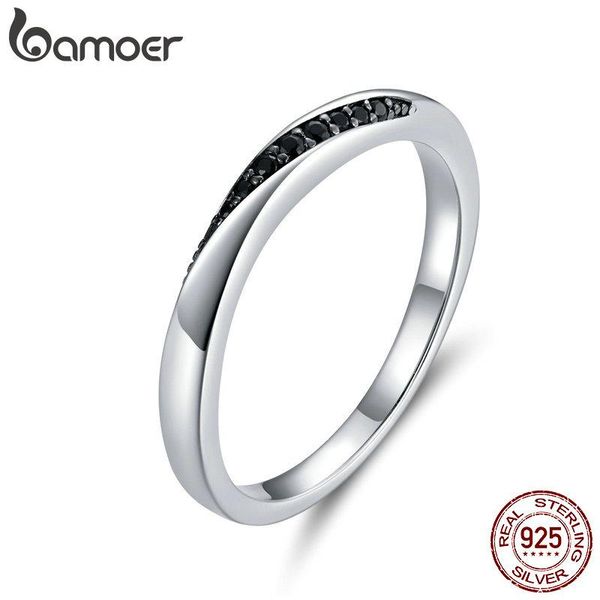 

cluster rings bamoer authentic 925 sterling silver mobius ring cz tiny pendant finger for women engagement statement jewelry bsr130, Golden;silver