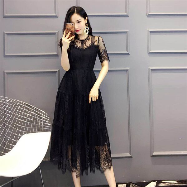 

casual dresses dress designer spring summer chic women embroidery print pattern short sleeve silk sundress 4xm8, Black;gray