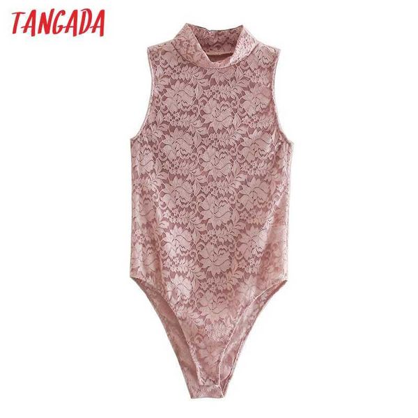 

tangada fashion women pink lace bodyshirt shirt playsuit sleeveless long sleeve buttons female qj54 210609, Black;white