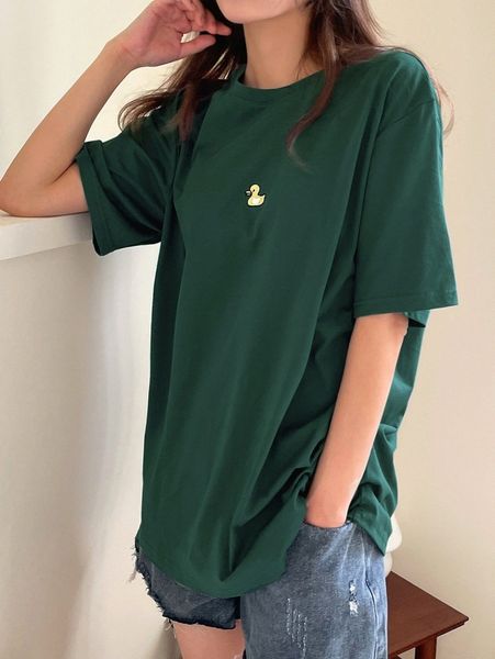 

dazy duck embroidery drop shoulder tee 23mn#, White