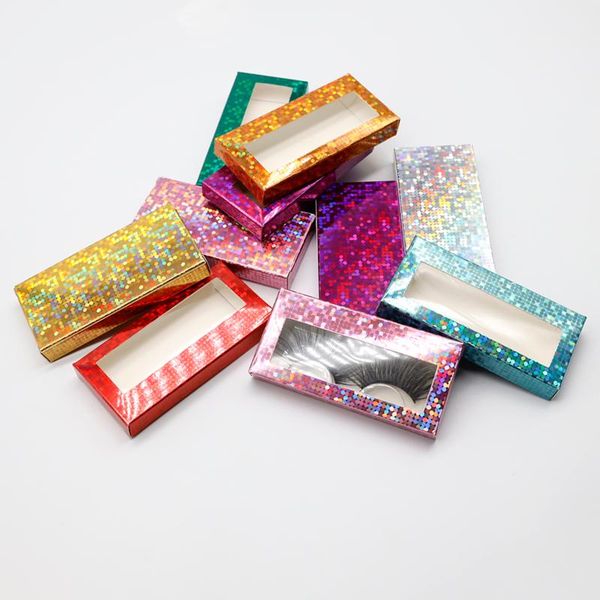 

false eyelashes eyelash packaging box wholesale 50/100 pcs 3d mink lashes bulk empty 25mm cases paper