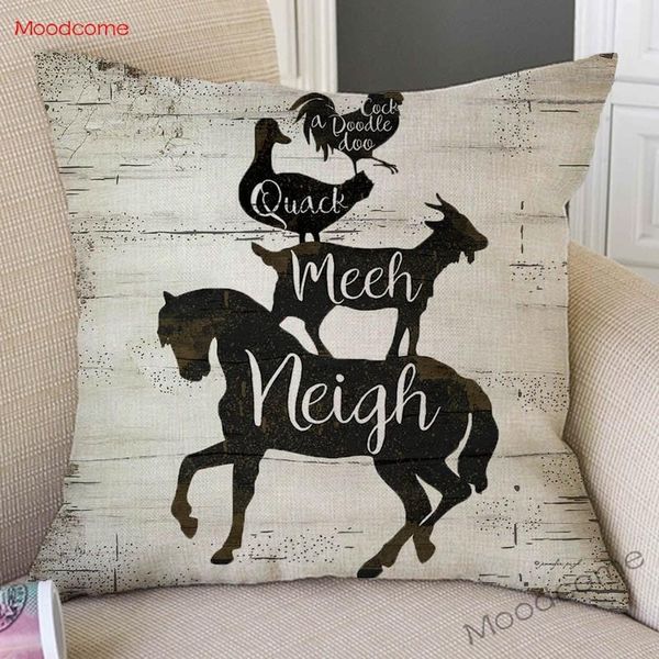 

vintage farm livestock duck rooster sheep quack neigh sofa throw pillow case european cotton linen decorative cushion cover cushion/decorati