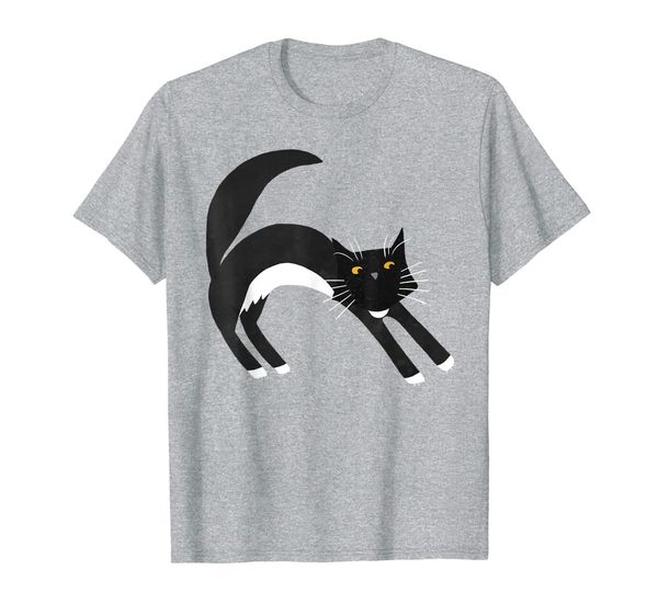 

tuxedo kitty cat yoga pet art illustration t-shirt, White;black