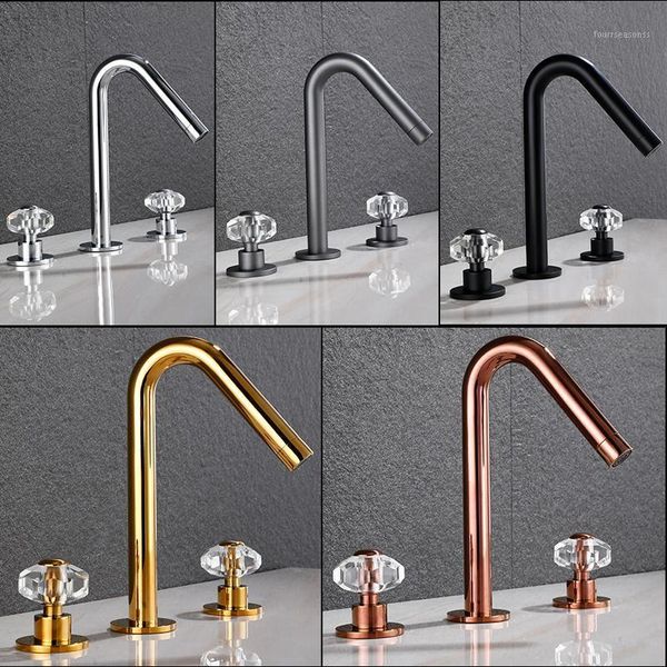

gold bathroom basin faucet lavatory mixer tap brass widespread crystal sink 8 inch three hole faucets1