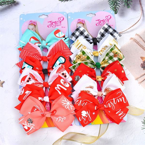 

jojo kids hair accessories set 4.7-inch bow 6-color one card children's hairpin baby headdress c3, Slivery;white