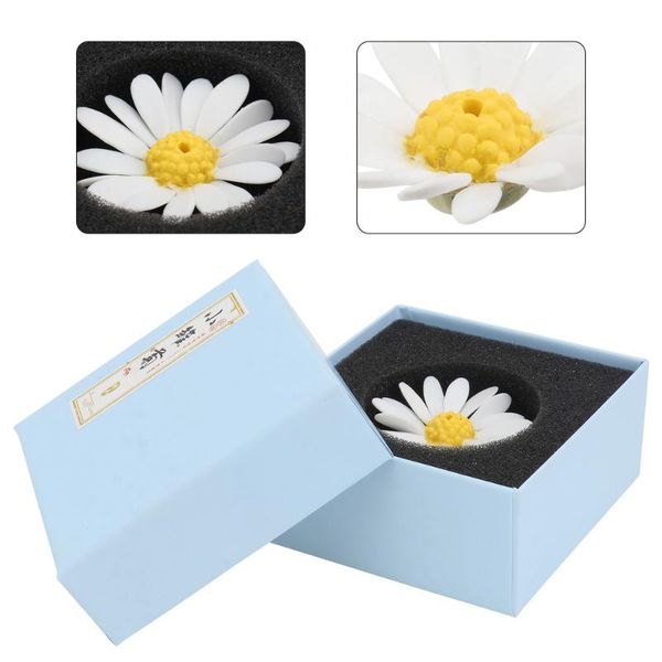 

1pc ceramic incense rack daisy flower shaped holder plate white fragrance lamps
