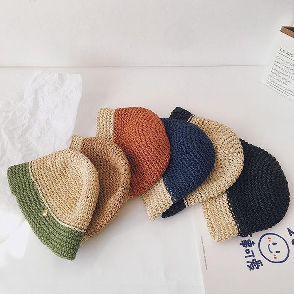 

spring summer baby straw hats kids boys girls casual sun beach caps &, Yellow