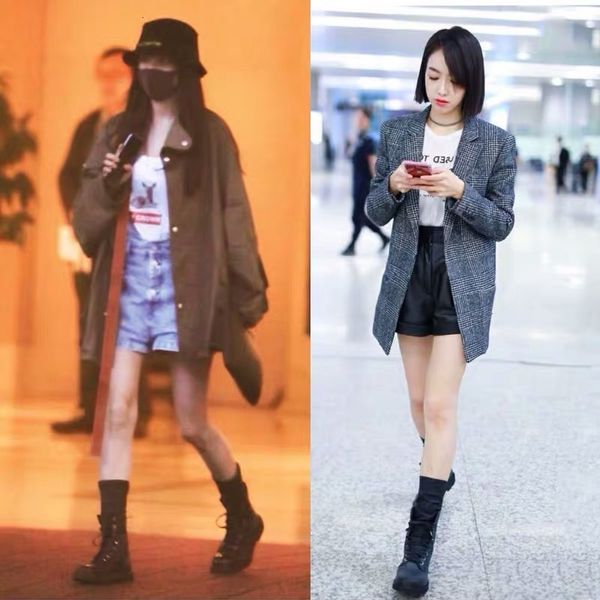 

boots 2021 strength elastic socks time thick bandage women's, Black