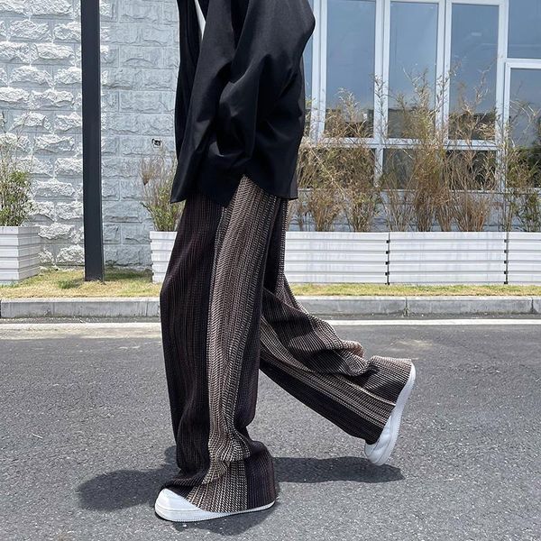 

men's pants summer ice silk casual men harajuku male fashion hip hop loose autumn couple streetwear trousers coffee/grey, Black