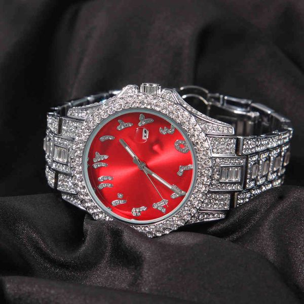 

designer watch brand table luxury es hip hop color dial fashion quartz creative personality round trendsetter diamond inlaid men's watc, Slivery;brown