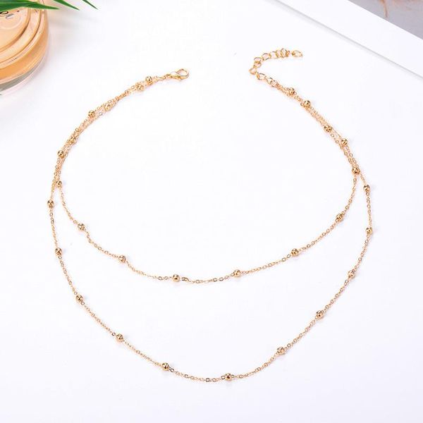 

chains 2021 jewelry gifts women's double layer round beads necklace, Silver