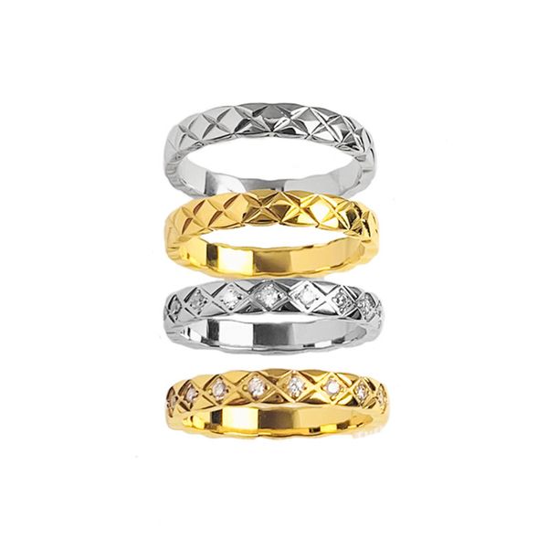 

design jewelry high grade sensitive titanium steel colorfast coco rhombic narrow edition ring for lovers, Silver