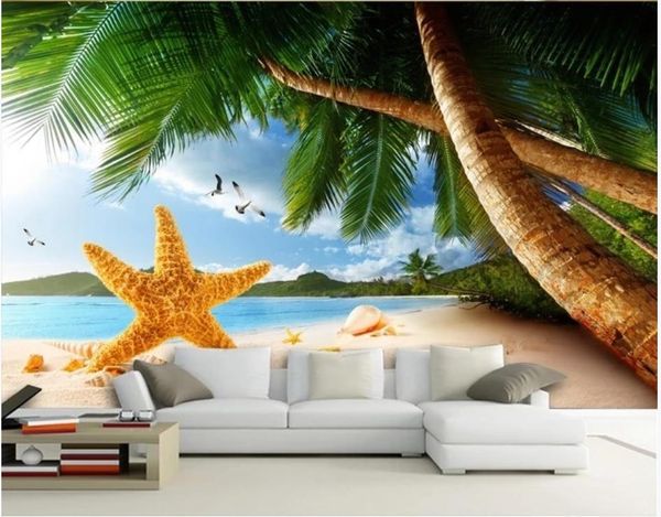 

wallpapers custom po wallpaper for walls 3 d mural beach starfish tree seascape background wall decoration painting picture