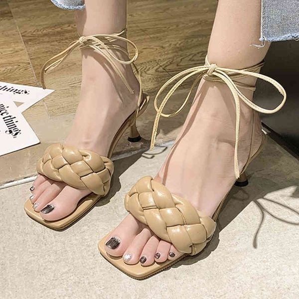 Sandali da donna estivi Personalità Lace-up Fetish Glamour Open Toe Weave Dign Leisure Pantofole da ballo di alta qualità Scarpe da donna