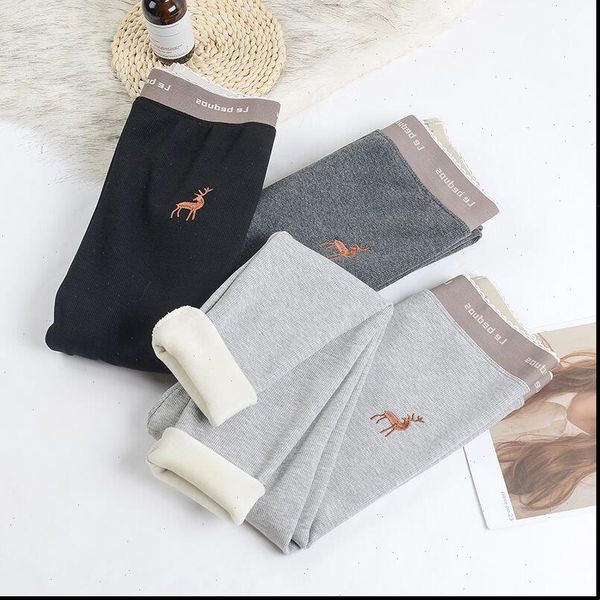

cotton winter thread thickened women capri cashmere leggings pure high waist legings s lim warm, Black;white