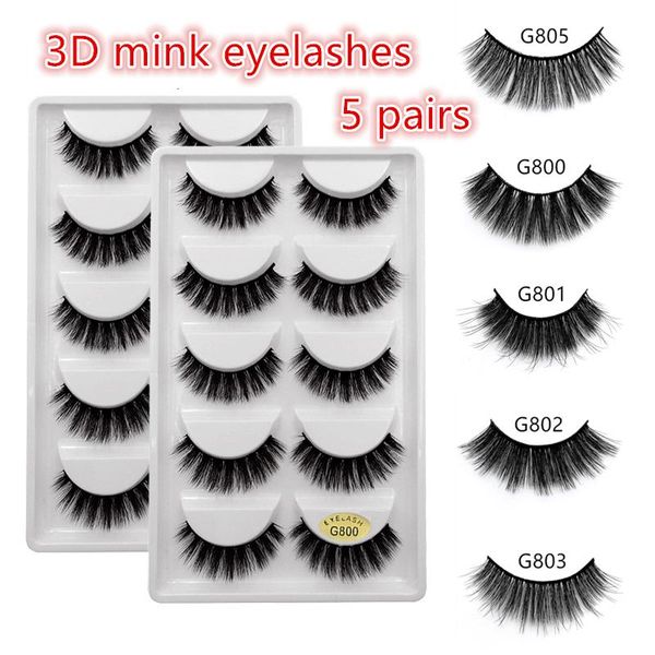 

false eyelashes 5 pairs mink 3d lashes winged thick makeup eyelash dramatic natural fake soft g800