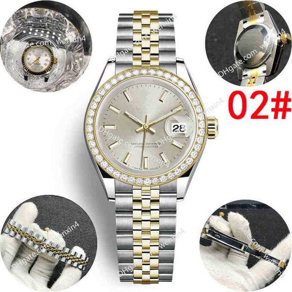 Luxuriöse 26-mm-Damenuhr mit Diamanten und Jubilee-Armband mit goldener Oberfläche, luxuriöse 2813-Automatikstahl-Schwimmwasseruhr