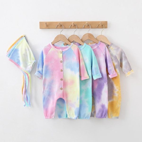 

jumpsuits baby boys girls rompers with hat infant playsuits born onepiece cotton long sleeve 0-2years autumn clothing, Blue
