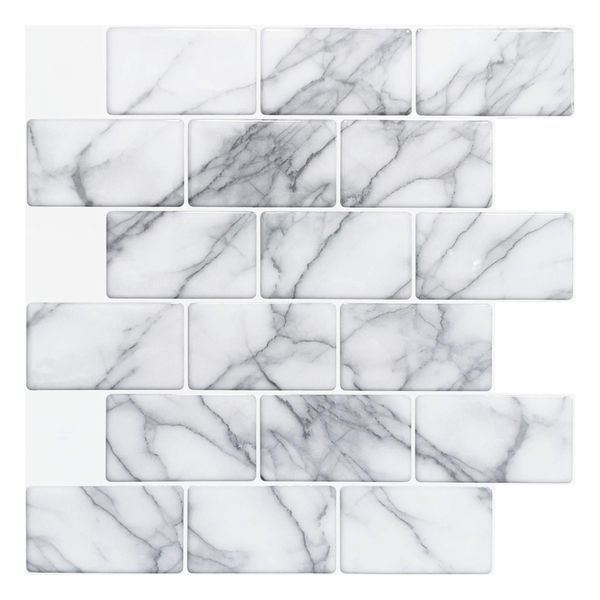 

art3d 30x30cm 3d wall stickers self-adhesive peel and stick backsplash tile for kitchen bathroom laundry rooms , wallpapers(10-piece)
