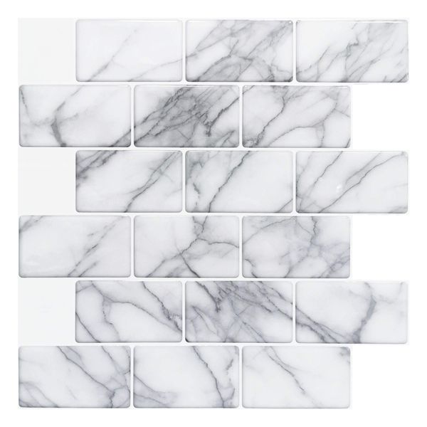 Art3d 30x30 cm Adesivi murali 3D Autoadesivi Peel and Stick Backsplash Piastrelle per Cucina Bagno Lavanderie, Sfondi (10 pezzi)