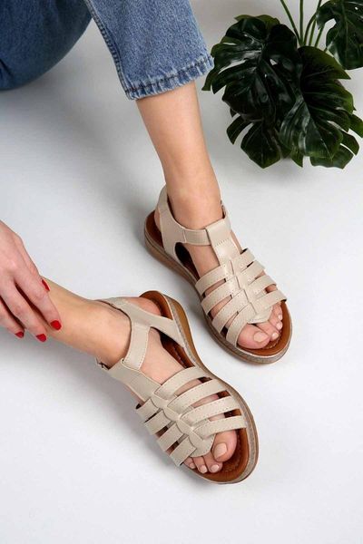 

women's beige sandals-ns415 skin sandals, Black