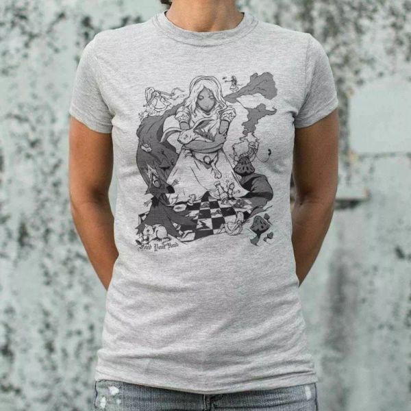 

alice in wonderland t-shirt | short sleeve graphic tee for women, White;black