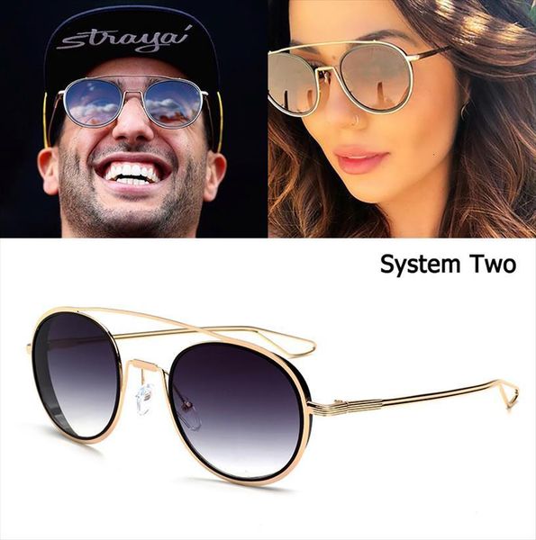

fashion cool system two style round metal sunglasses vintage gradient brand design sun glasses oculos de sol 108, White;black