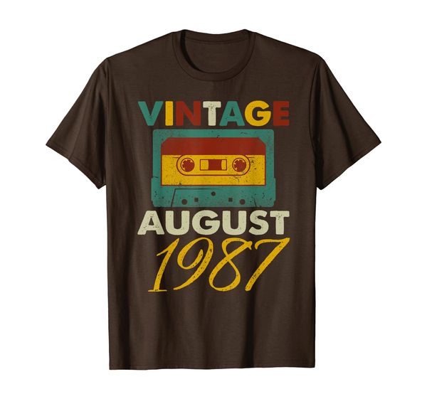 

vintage mixtape august 1987 shirt 32 yrs old birthday gift, White;black