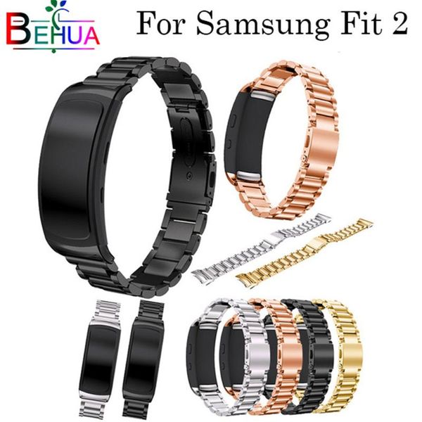 

watch bands for samsung gear fit 2 pro strap replacement luxury stainless steel watchband wristband fit2 band, Black;brown