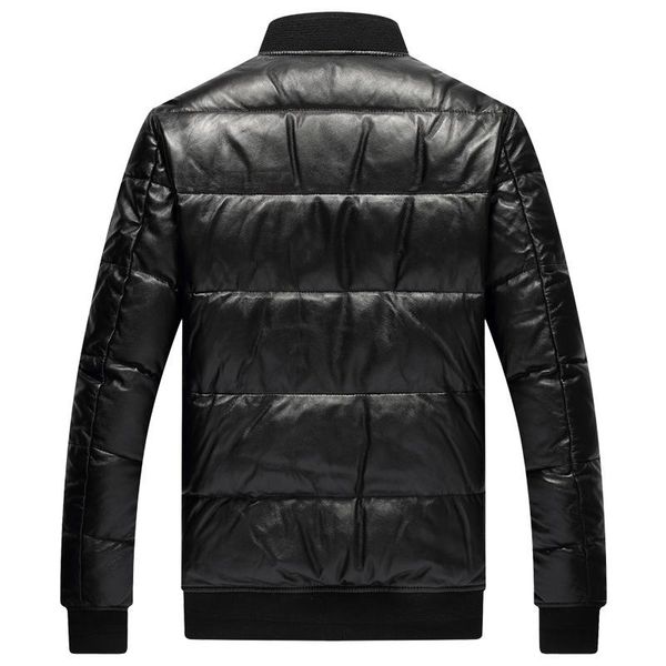 

men's leather & faux winter genuine down jacket men sheepskin coat plus size baseball real jackets 2021 1927 kj3711, Black