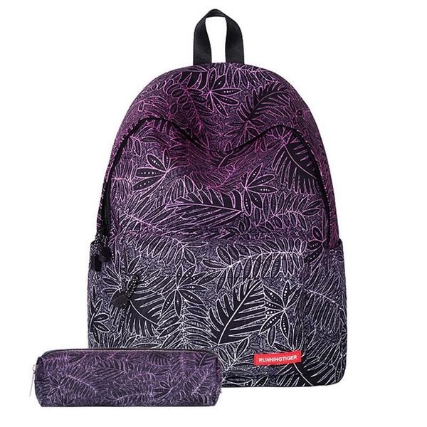 

backpack weysfor vogue 2pcs shining leaves printing lapdaypack bookbag with pencil case set travel student rucksack