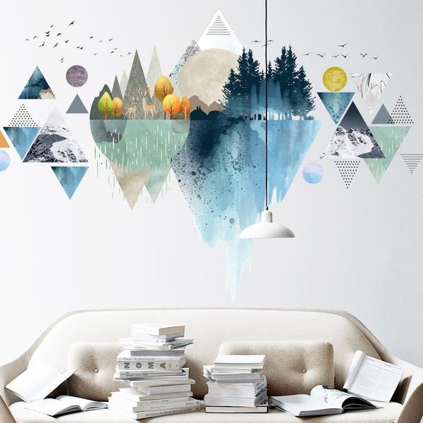 

wall stickers nordic style gable decals bedroom triangle couple wallpaper living room sticker mural