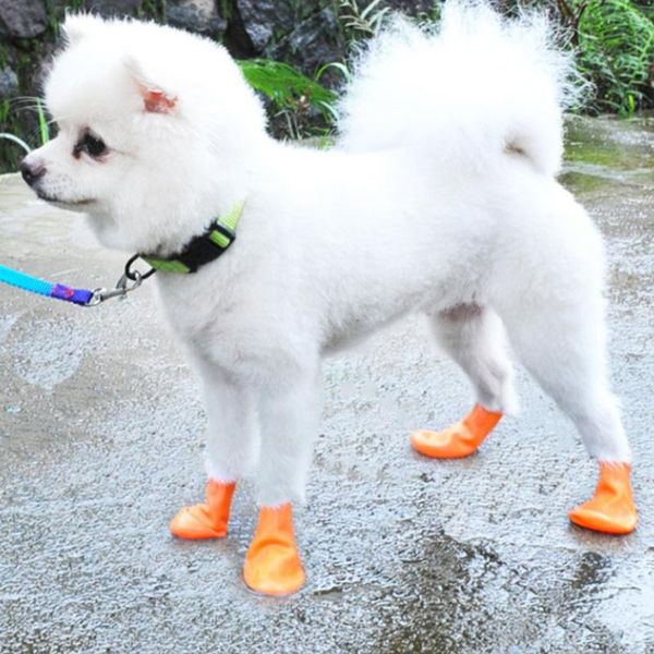 

dog apparel 4pcs practical outdoor soft wear resistant protection lightweight anti slip cat rain waterproof rubber pet boots accessories