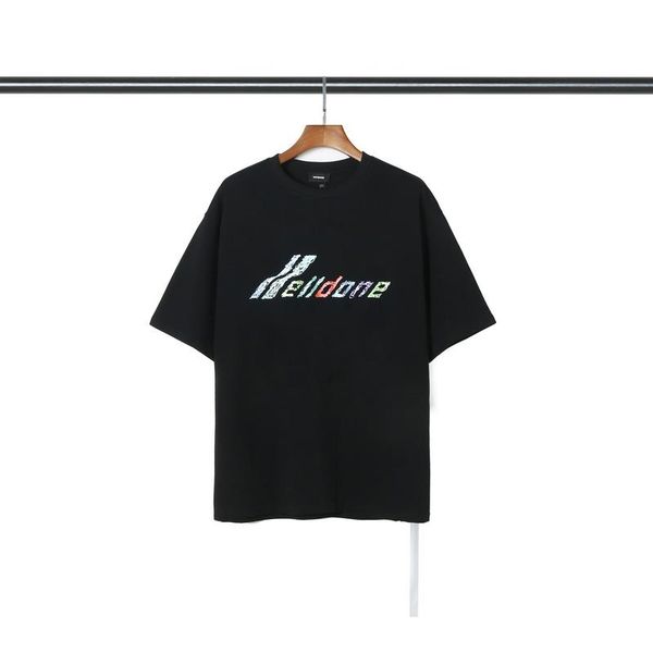 

men's t-shirts high street we11done short-sleeved men women couples retro quality round neck cotton simple t-shirt, White;black