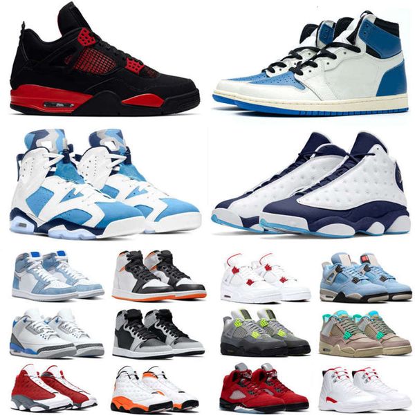 

prototype 1s military blue basketball shoes mens 4s white dark mocha hyper royal si er toe obsidian women men 6s unc carmine sneakers, Black
