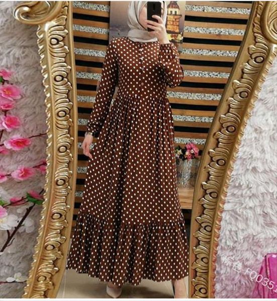 

plus size polka dot women dress kaftan abaya dubai hijab muslim caftan marocain turkish dresses jilbab abayas for islam clothing, Black;gray