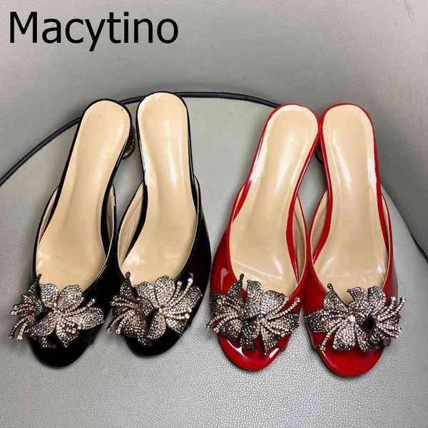 

slippers summer sandals women high heel shoes female flower outside low slipper slides uu61, Black