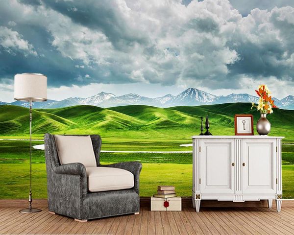 

wallpapers papel de parede green meadow iceberg nature landscape 3d wallpaper,living room bedroom wall papers home decor kitchen mural