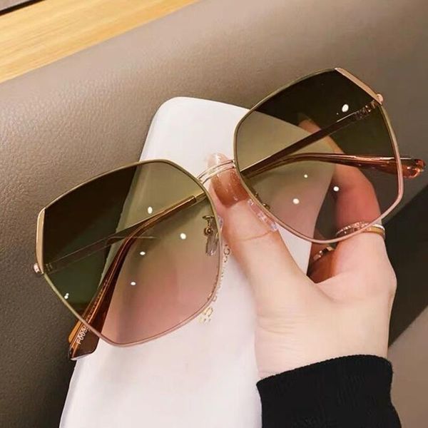 

sunglasses yj9179 2021 large fashion ladies brand glasses driving rimless polarized gradient unisex, White;black