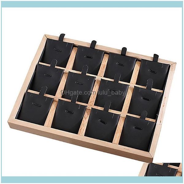 

jewelry packaging & jewelryjewelry pouches bags 12 grids wooden necklace display storage tray veet/pu leather pendant showcase drop deliver, Pink;blue