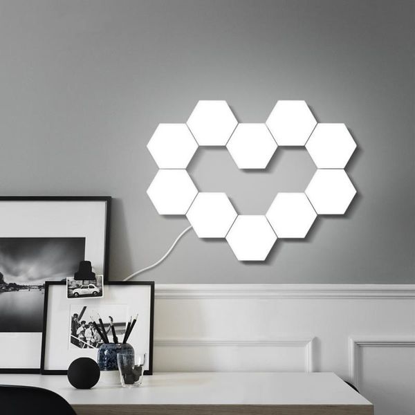 

wall lamp diy modular led touch 4pcs magnetic quantum night light home decor hexagonal honeycomb living room background